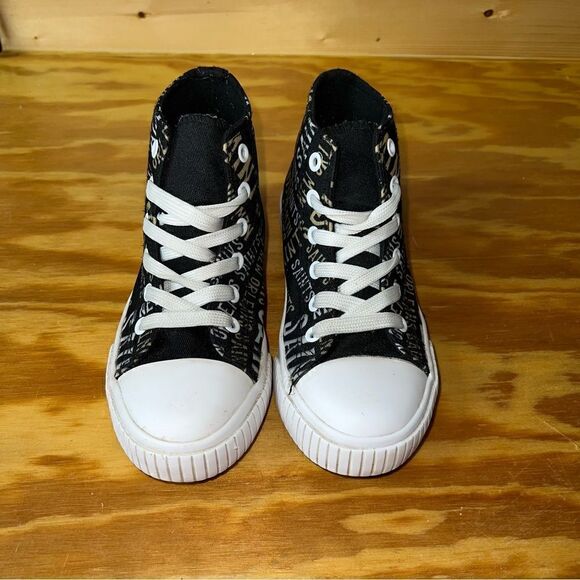 Youth FOCO Black New Orleans Saints Repeat Wordmark High Top Canvas Sneakers - Picture 2 of 8